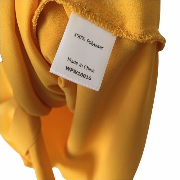 41 Hawthorn Long Sleeve Tie V-neck Front Button Blouse in Yellow Size 3X - Picture 8 of 8